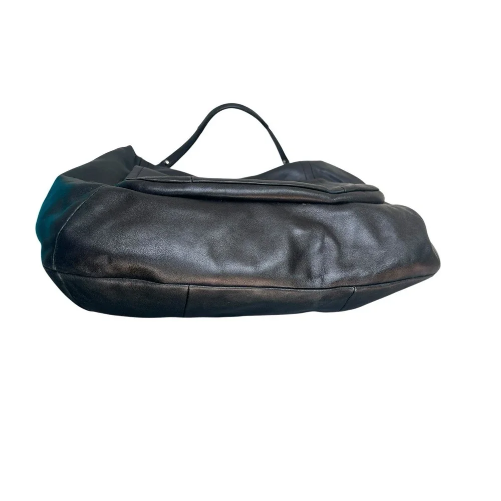 Coach F22309 Kristin Black Leather Pink Satin Liner Hobo Shoulder‎ Bag Flip Lock